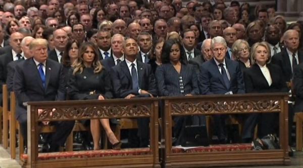 funeralii george bush senior obama si clinton socheaza in catedrala