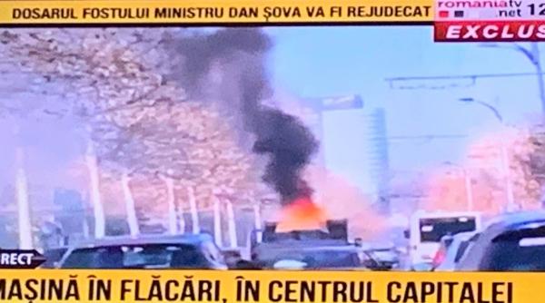 masina in flacari pe bulevardul lascar catargiu stare de alerta