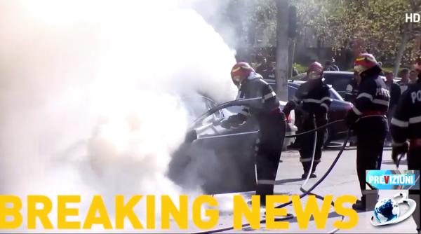 o masina a luat foc pe un bulevard din capitala se intervine de urgenta