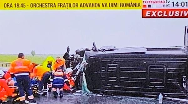 a1 microbuz cu bulgari rasturnat in ziua de paste interventie de urgenta