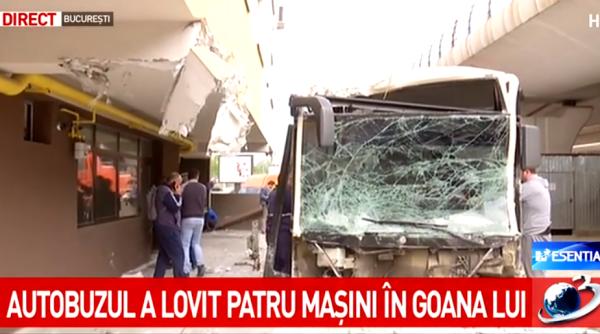 autobuz intrat intr un bloc in capitala interventie de urgenta