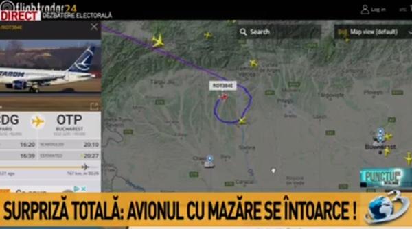 mazare extradare avionul in care se afla se intoarce din drum