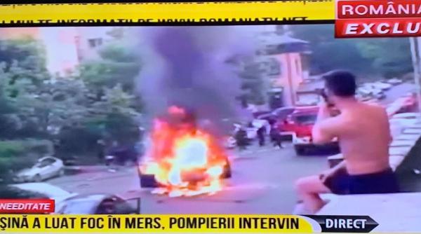 masina in flacari in rahova pompierii intervin de urgenta