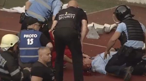 tanarul care a lovit cu scaunul un jandarm la un meci de fotbal a fost prins
