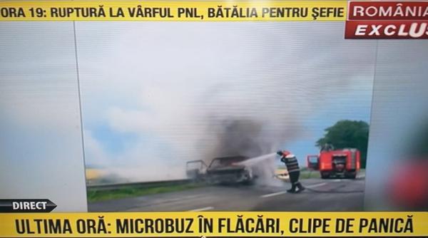 microbuz in flacari pompierii intervin