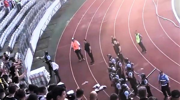 jandarmul lovit cu scaunul in cap dupa meci externat