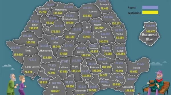 harta pensionarilor unde sunt cele mai mari si unde sunt cele mai mici pensii