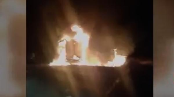 incendiu puternic pe autostrada bucuresti pitesti