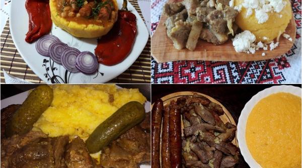 mamaliga cu carnati si ardei copti la cuptor reteta traditional romaneasca