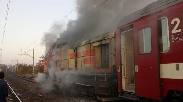 incendiu la un tren international  calatorii au fost evacuati