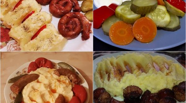 carnaciori picanti cu piure si castraveti reteta deliciu in farfurie