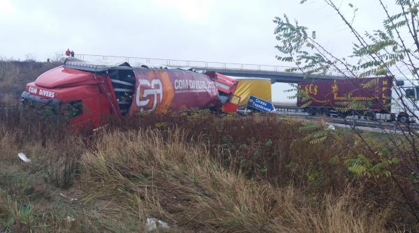 accident cu doua tir uri pe a1 o persoana ranita