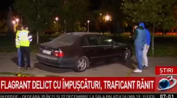 flagrant delict cu impuscaturi pe strada traficant ranit de politisti