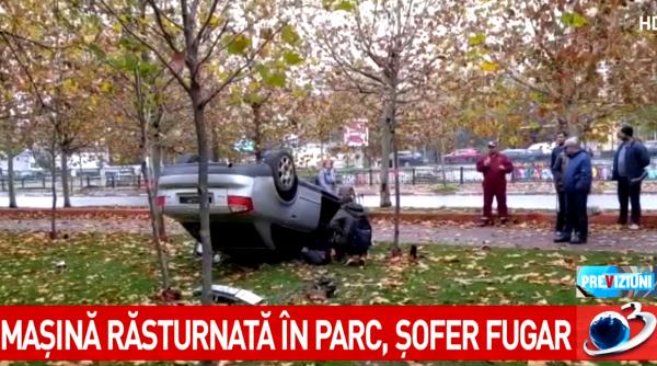 masina rasturnata in zona timpuri noi din capitala soferul a fugit