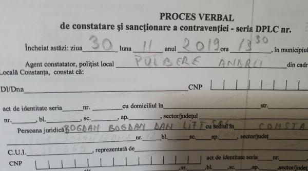 politistul pulbere a amendat dupa dictare o societate care nu exista