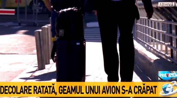 decolare ratata pe otopeni geamul unui avion crapat