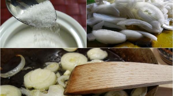 inainte de a cali ceapa pune zahar in tigaie trucul acesta este fabulos rezultatul pe masura