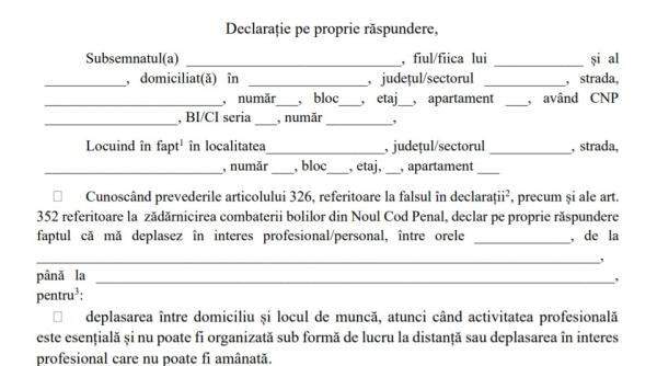 declaratie pe propria raspundere de cate ori trebuie sa o completati in pandemia noului coronavirus