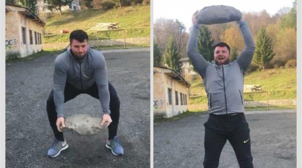 el e hercule de romania ridica bolovani de zeci de kilograme