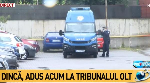 gheorghe dinca adus cu o duba la tribunal