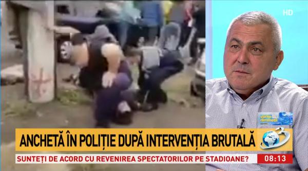 politist cu genunchiul pe gatul unui tanar in romania surugiu