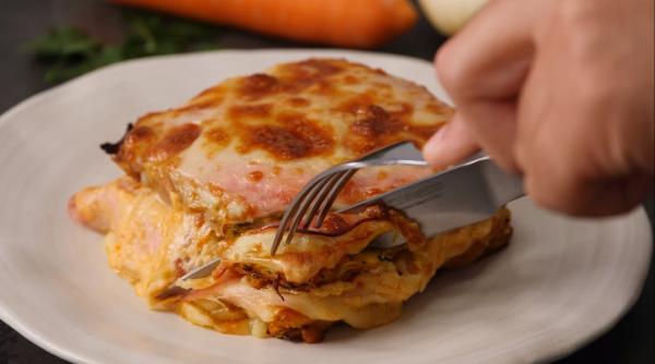 cartofi cu sunca la cuptor