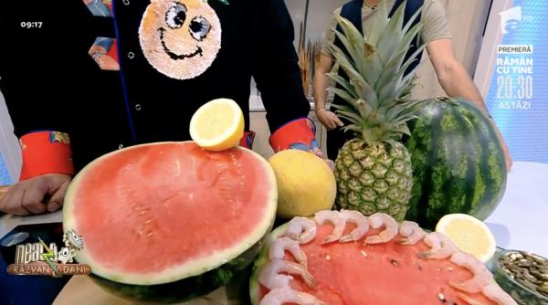 salata de creveti cu pepene reteta speciala a lui vladut excelenta simplu gustos si super de vara