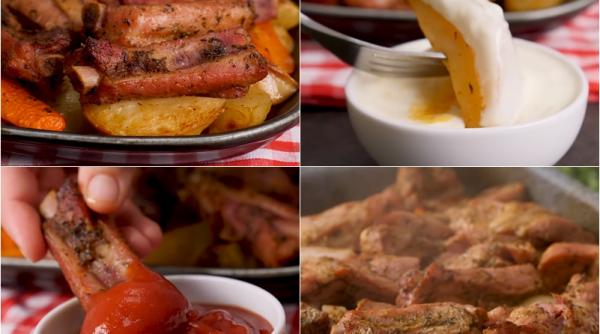 coaste de porc cu cartofi la cuptor vis culinar reteta este foarte usoara