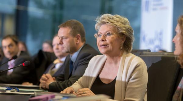 viviane reding membru pe excluderea companiilor pe baza nationalitatii lor e riscanta si nu in conformitate cu modul de actiune european