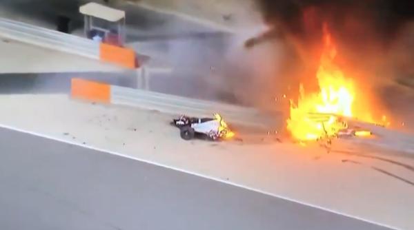 pilotul romain grosjean accident spectaculos monopostul s a rupt in doua la marele premiu de formula 1 al bahrein