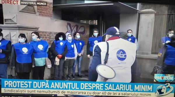 bataie pe salariul minim a inceput protestul in fata ministerului muncii condus de raluca turcan
