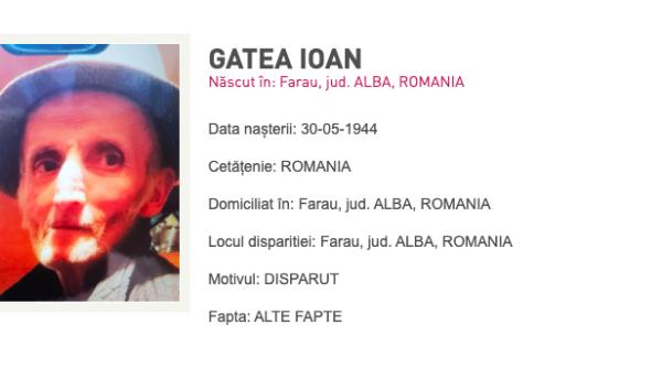 barbat de 74 de ani din alba disparut de sase zile actiune de amploare pentru gasirea lui