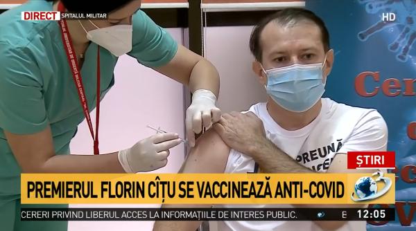 premierul florin citu se vaccineaza anti covid astazi la ora 12 00 video