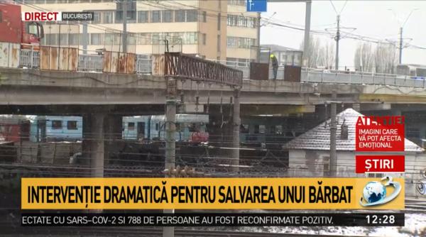 un barbat ameninta ca se arunca de pe podul grant
