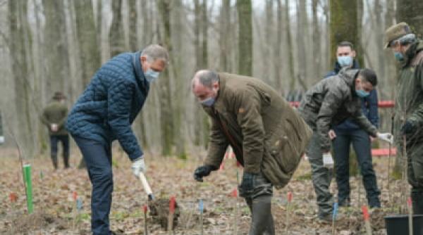 klaus iohannis la dabuleni in campania de impadurire pe terenuri nisipoase