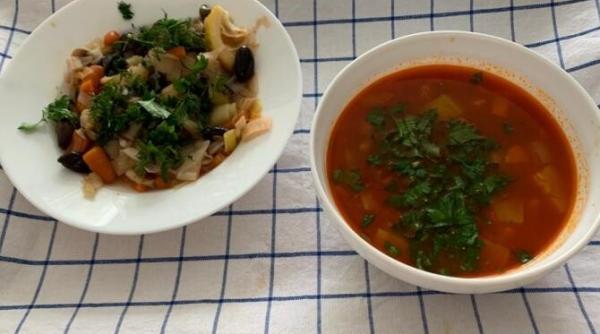 postul pastelui 2021 ciorba de legume acrita cu pasta de corcoduse si mancare de praz cu masline retete de cezar osiceanu