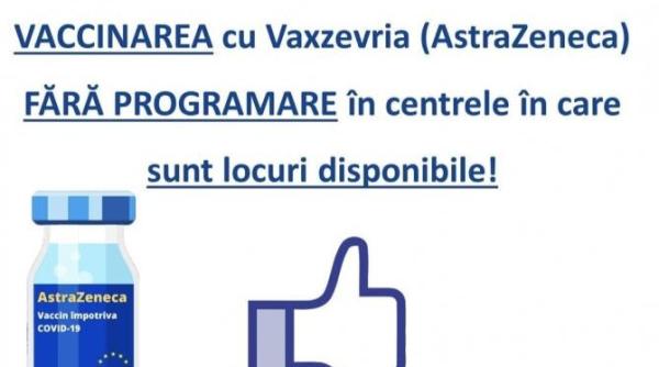 vaccinare fara programare cu astrazeneca puteti merge direct la centrele de vaccinare anti covid