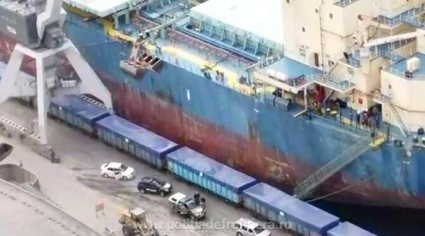 flagrant organizat contrabandistilor de tigarete in portul constanta  s au tras focuri de arma