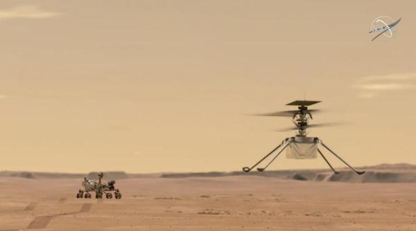 nasa primul zbor pe marte al mini elicopterului ingenuity video