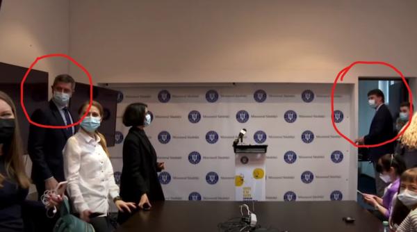 barna si tudorache cu ochii pe mihaila din sala in prima conferinta de presa