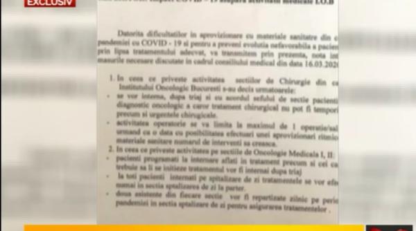 document bomba de la institutul oncologic bucuresti in criza citostaticelor
