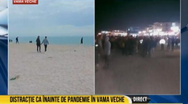 tinerii din vama veche prezenti pe plaja la primele ore ale diminetii de inviere