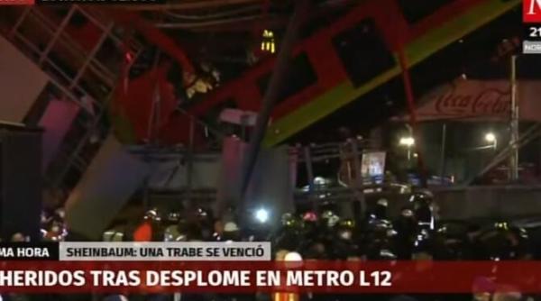 un pod pe care trecea o linie de metrou s a prabusit peste masinile din trafic in mexic cel putin 13 morti si 70 de raniti video