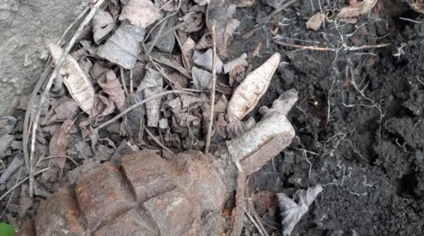 grenada activa  gasita de un barbat in timp ce sapa in gradina