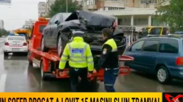 prapad in iasi un sofer drogat a lovit 15 masini si un tramvai