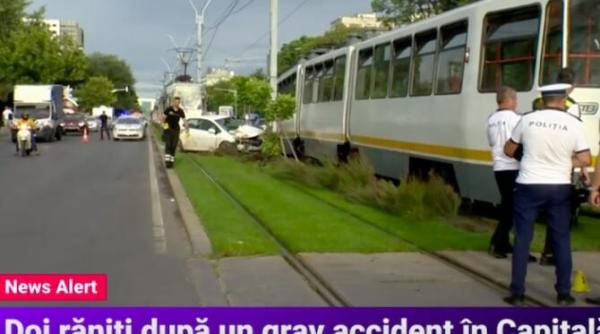 tramvai deraiat dupa un grav accident in capitala