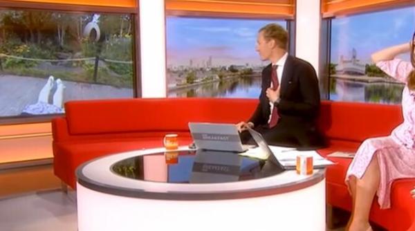 prezentatoare bbc rasturnata de un caine cand se afla in direct video viral