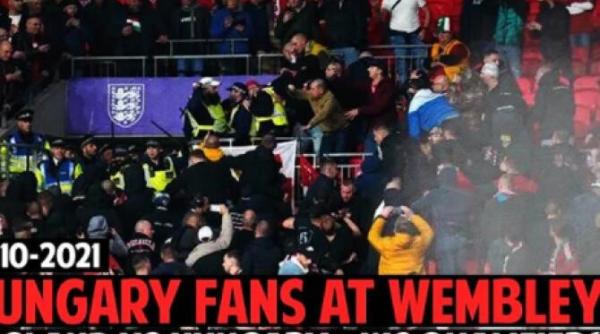fanii ungariei s au luat la bataie cu politistii pe wembley in meciul cu anglia video