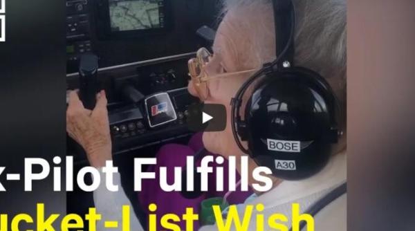 o femeie de 84 de ani cu boala parkinson piloteaza pentru ultima data video viral