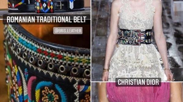 dior inspirat de portul romanesc dar fara sa ofere credit copia fidela a chimirului pe scenele modei